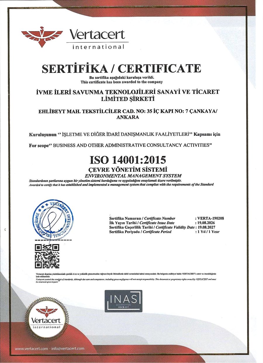 ISO 14001:2015 — Çevre Yönetim Sistemi sertifikası